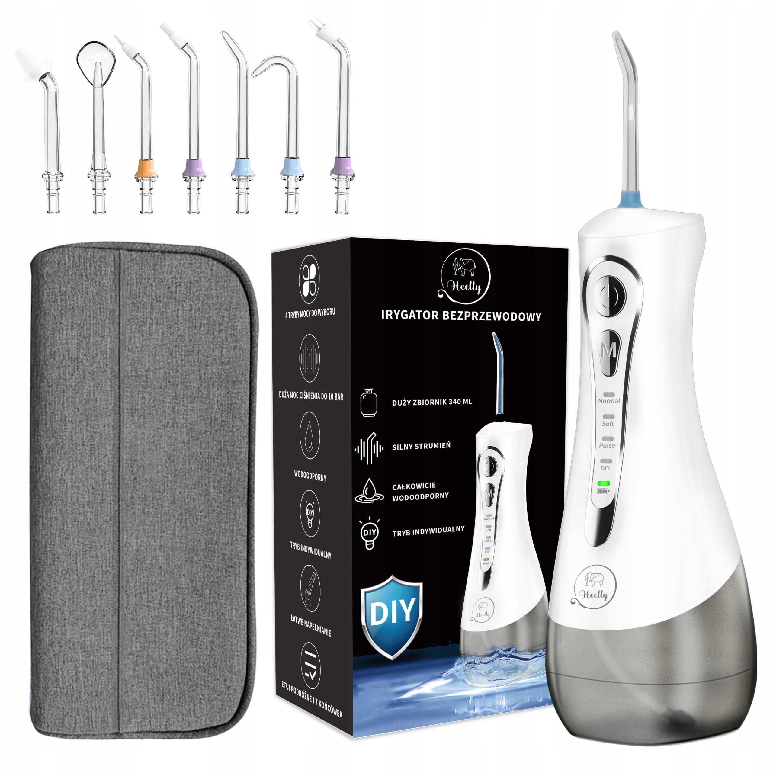 WIRELESS DENTAL IRRIGATOR 7 NOZZLES 340ML STRONG CASE HEELLY