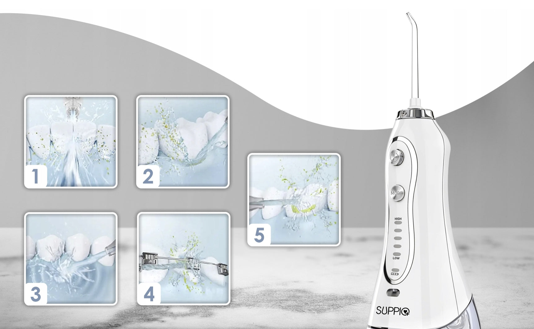 WIRELESS DENTAL IRRIGATOR 8 NOZZLES 5 MODES WHITE STRONG EAN (GTIN) 5907173457936