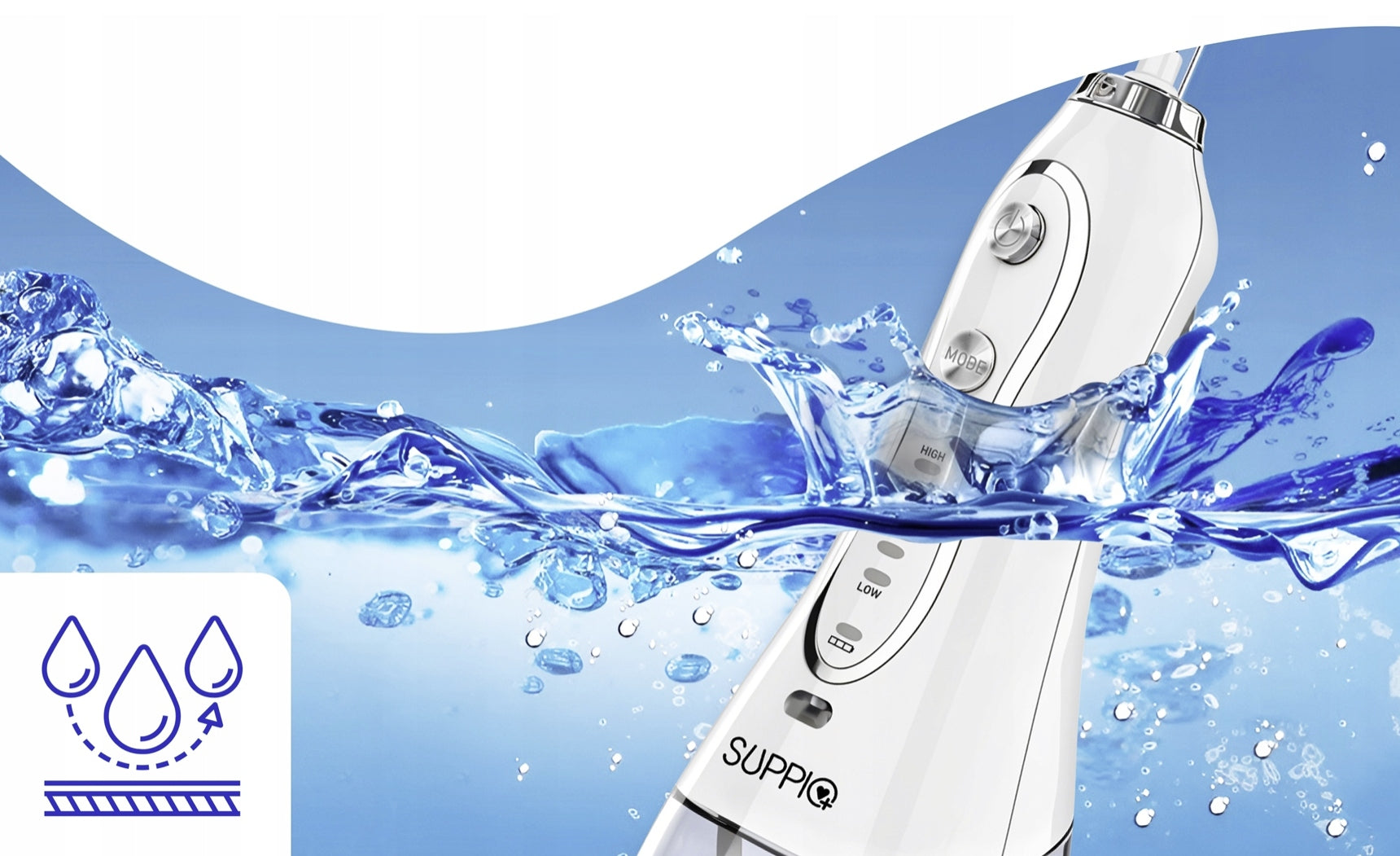 WIRELESS DENTAL IRRIGATOR 8 NOZZLES 5 MODES WHITE STRONG Manufacturer code IRYGATOR DO ZĘBÓW