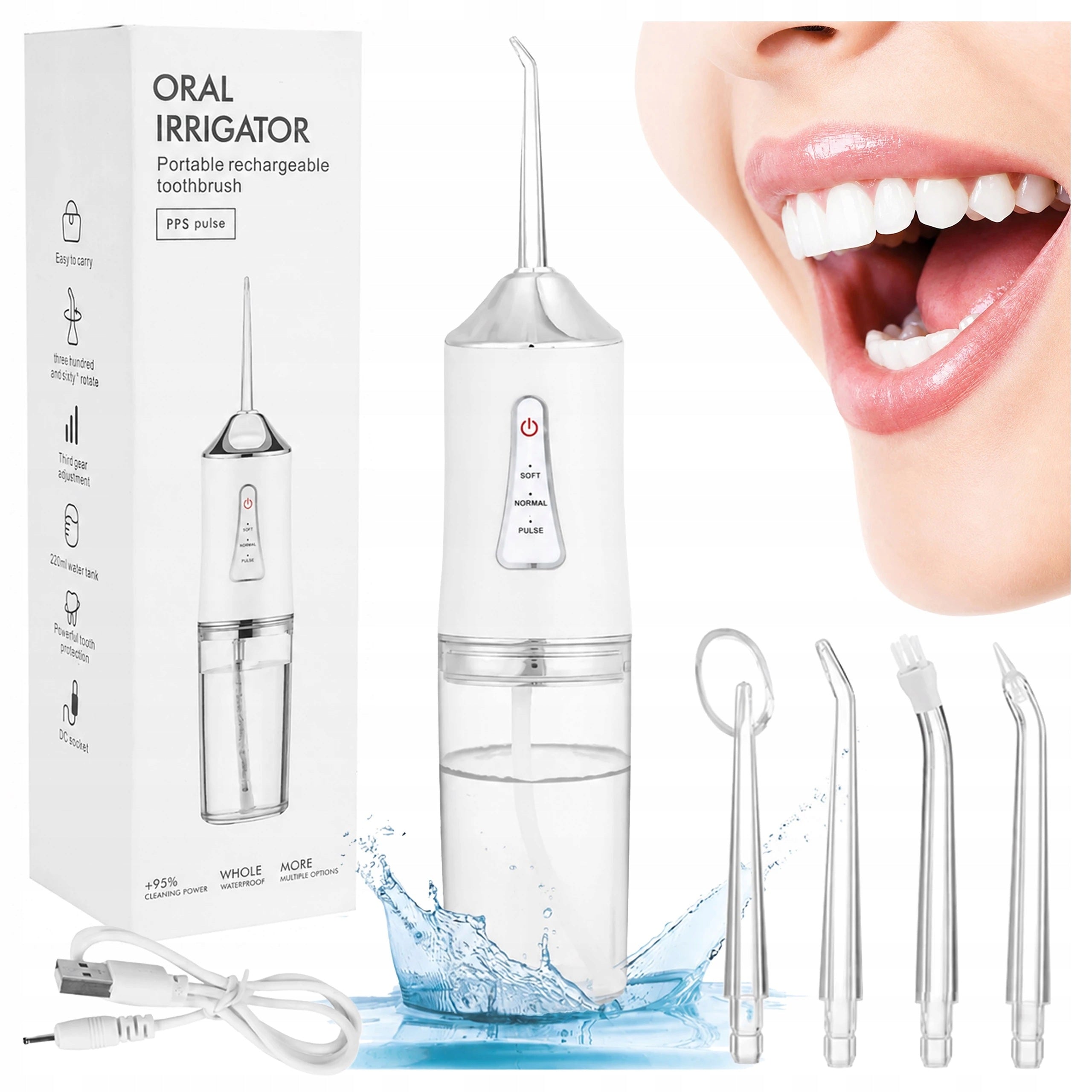 WIRELESS DENTAL IRRIGATOR STRONG 4 NOZZLES 3 MODES 230ML Brand no brand