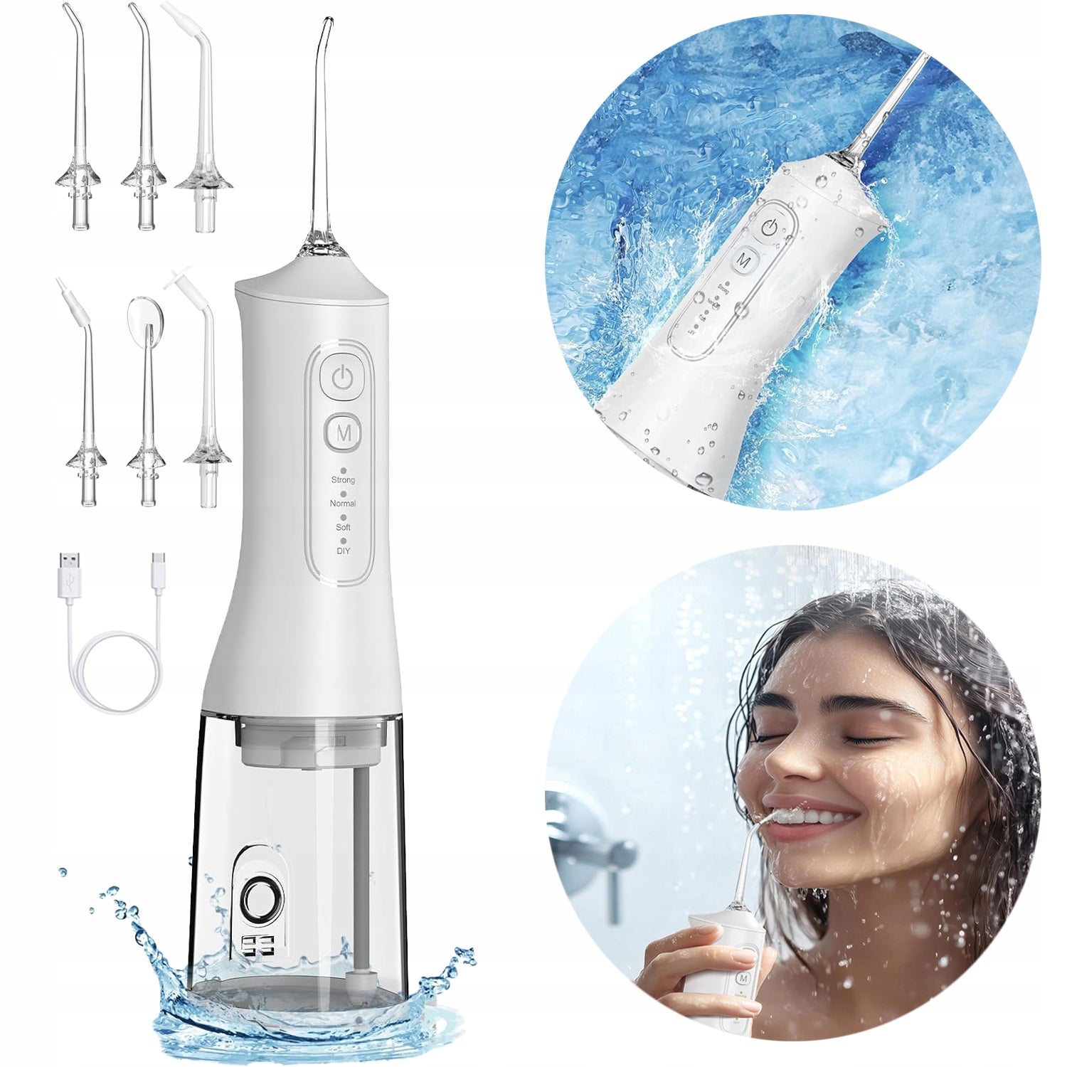 WIRELESS DENTAL IRRIGATOR STRONG 6 NOZZLES IPX7 300ML