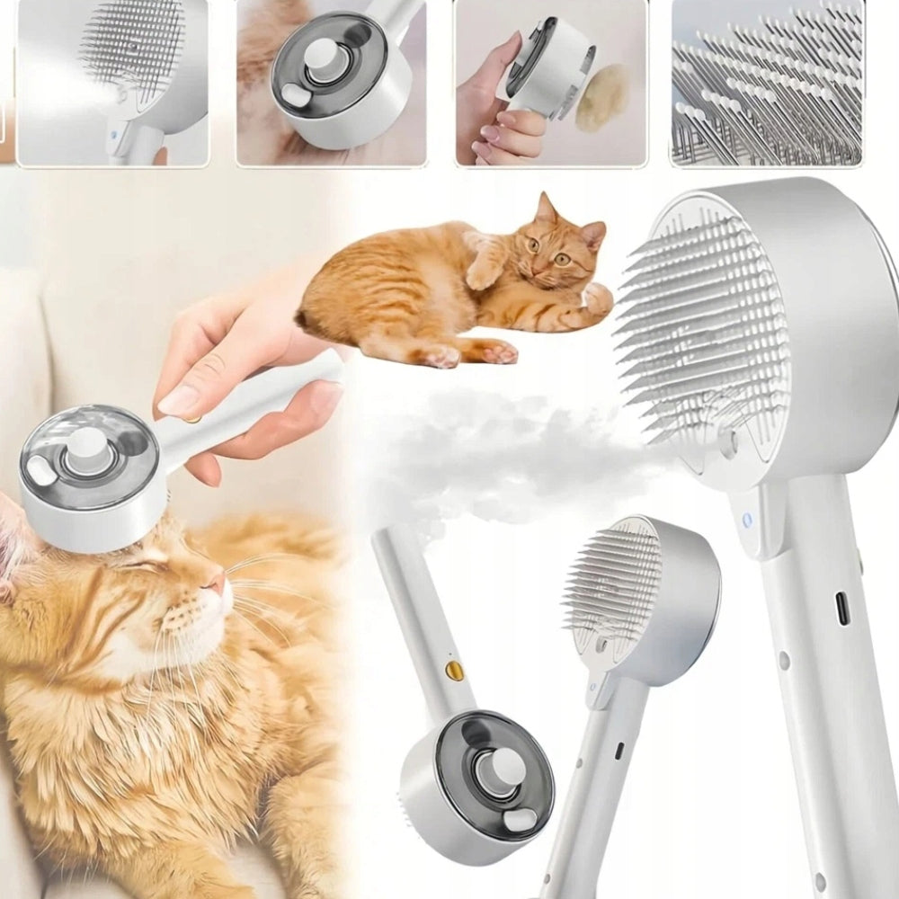 WIRELESS ELECTRIC BRUSH UV MASSAGER FOR CAT AND DOG WHITE