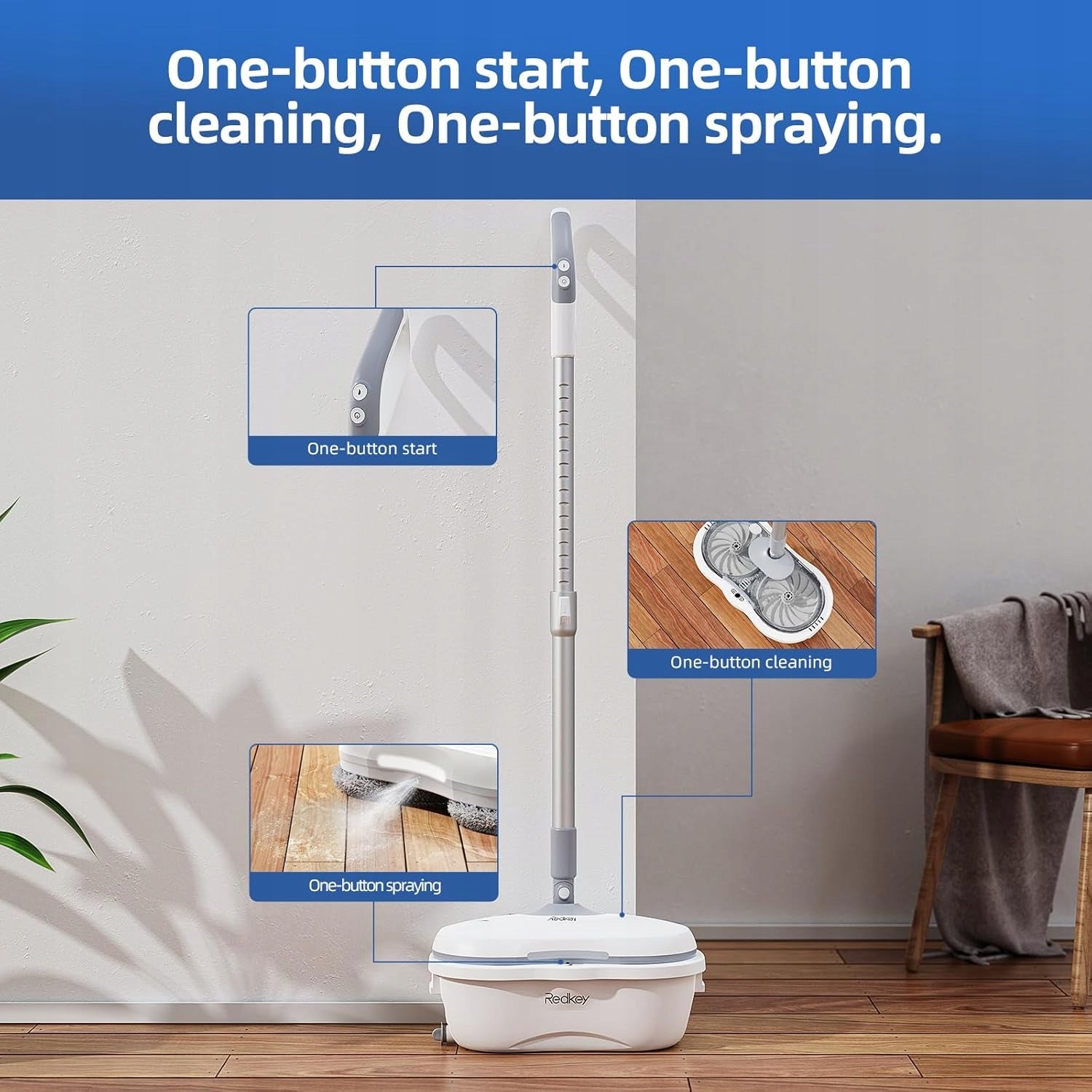 WIRELESS ELECTRIC MOP REDKEY M1 TANK 250 ML SELF-CLEANING Manufacturer code m1