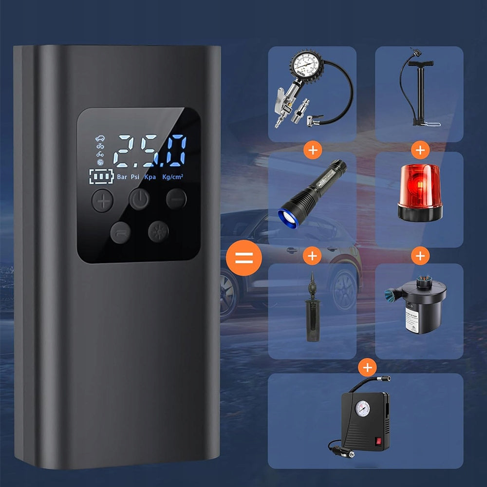 WIRELESS ELECTRIC PUMP 150PSI DIGITAL DISPLAY WITH FLASHLIGHT Manufacturer code Pompka rowerowa elektryczna