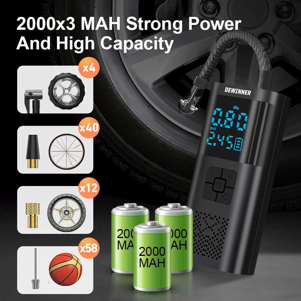 WIRELESS ELECTRIC PUMP, PORTABLE FOR BICYCLES AND CARS AIR PUMP Packaging status original