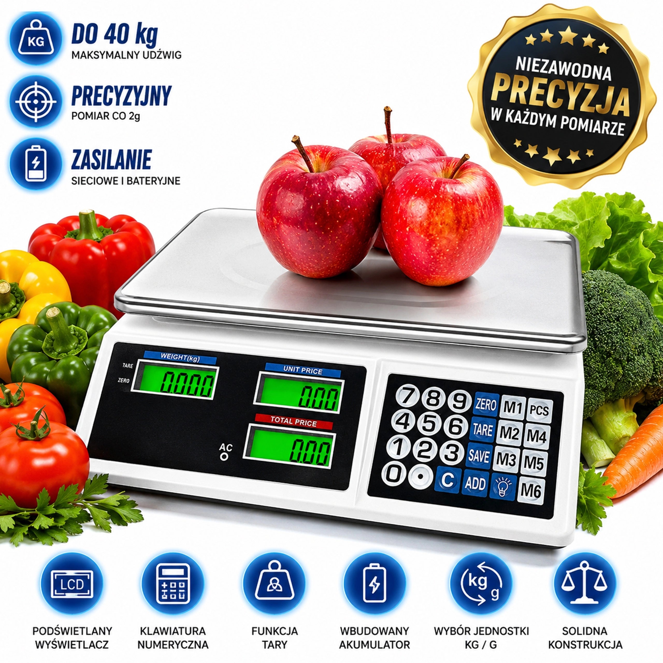 WIRELESS ELECTRIC SCALE SHOP LCD DISPLAY 40KG 2g RECHARGEABLE BATTERY Packaging status original