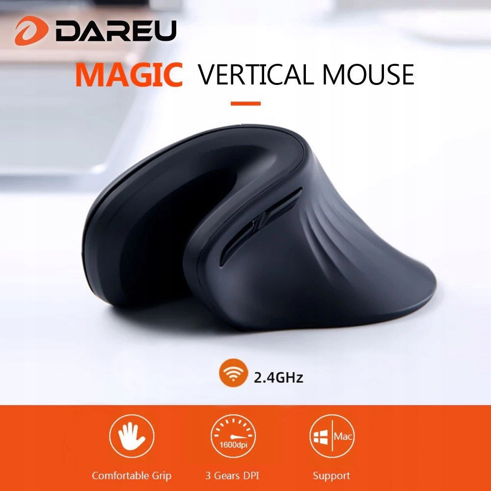 WIRELESS ERGONOMIC MOUSE DAREU LM108 2.4GHz Color black