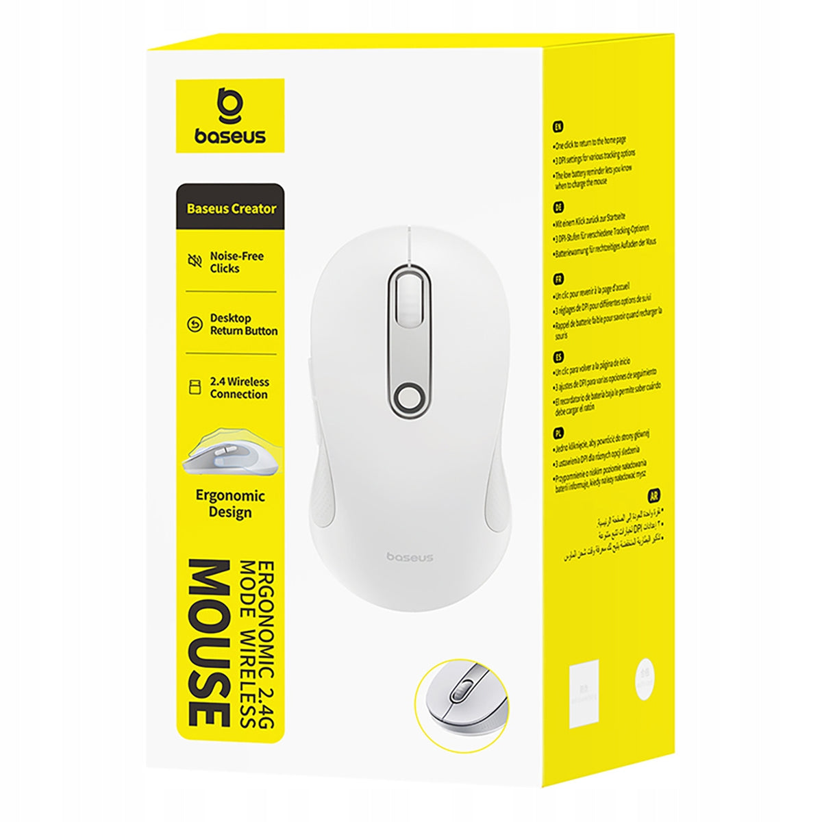 WIRELESS ERGONOMIC MOUSE FOR LAPTOP COMPUTER USB 2.4GHZ WHITE
