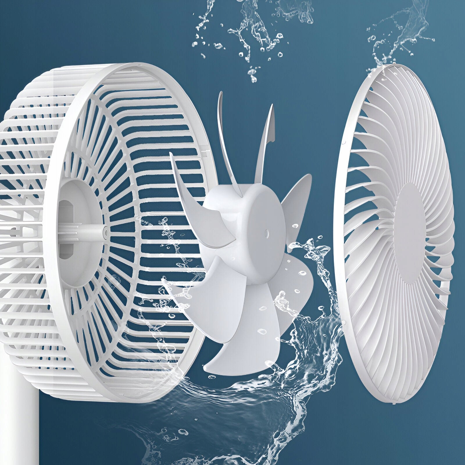 WIRELESS FAN WITH BATTERY 4 POWER LEVELS SMALL PORTABLE WHITE Dominant color white