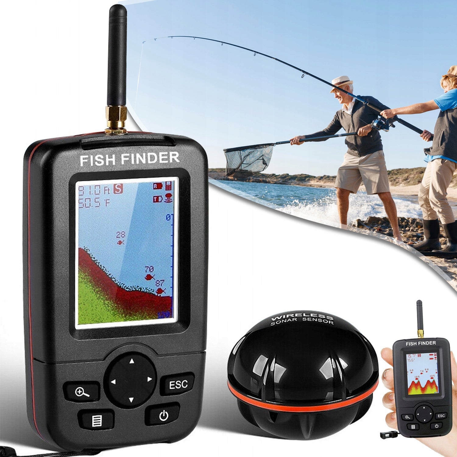 WIRELESS FISHING SONAR 100M WIRELESS SMART CLEAR MARKINGS