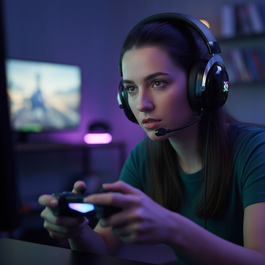 WIRELESS GAMING Headphones with On-Ear Microphone BLUETOOTH BLACK LED Manufacturer code Słuchawki Gamingowe Bezprzewodowe