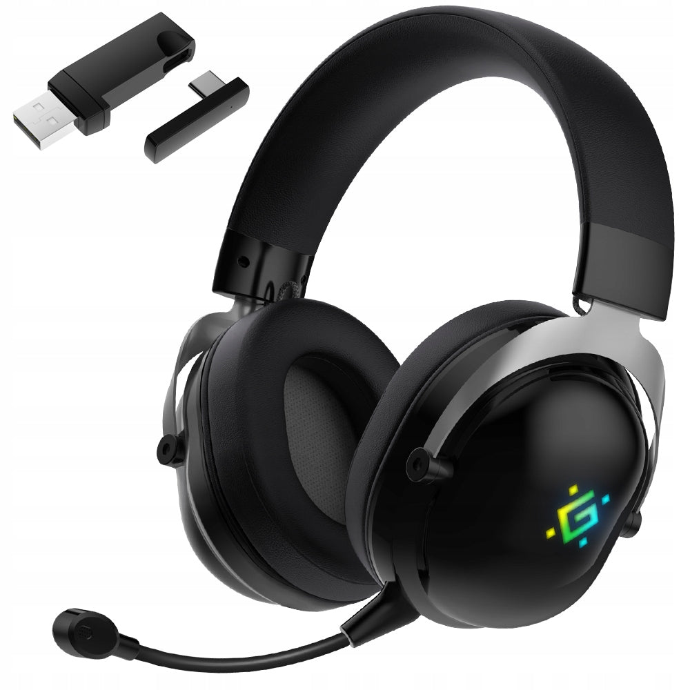 WIRELESS GAMING Headphones with On-Ear Microphone BLUETOOTH BLACK LED
