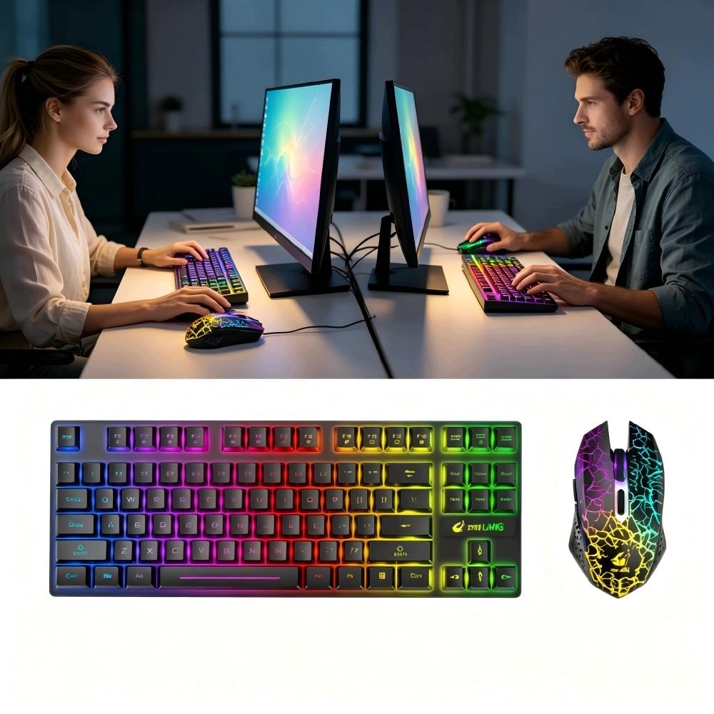 WIRELESS GAMING MOUSE BACKLIT + MECHANICAL LED KEYBOARD
