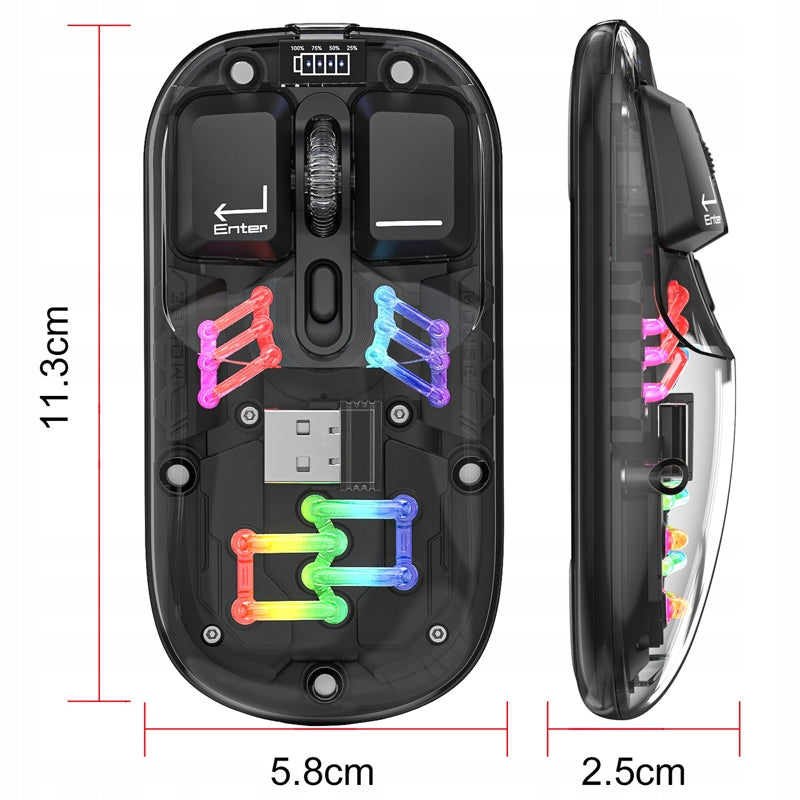WIRELESS GAMING MOUSE FOR RGB GAMERS 2.4GHz+BT5.0 1600DPI 4D 10m Batteries included yes