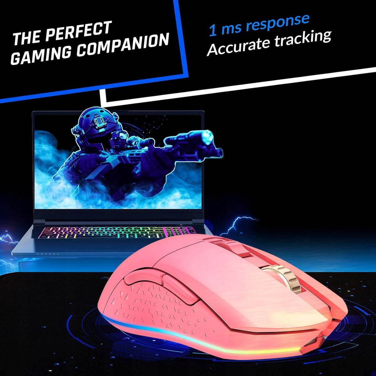 WIRELESS GAMING MOUSE RGB 10000 DPI PINK Packaging status original