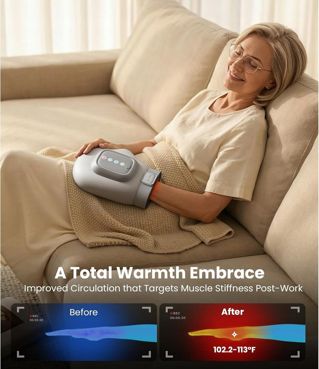 WIRELESS HAND MASSAGER COMPRESSION BOB AND BRAD HEATING 3 MODES Manufacturer code B0DTYCRSPN