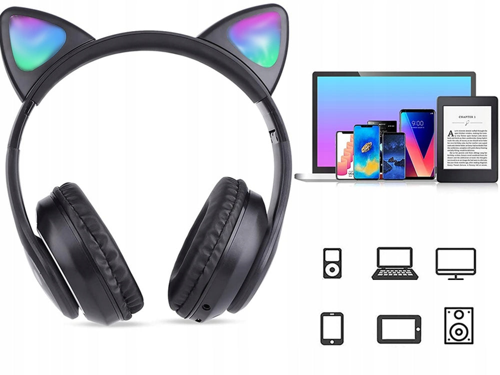 WIRELESS HEADPHONES CAT EARS BACKLIGHT BLUETOOTH Children's Day