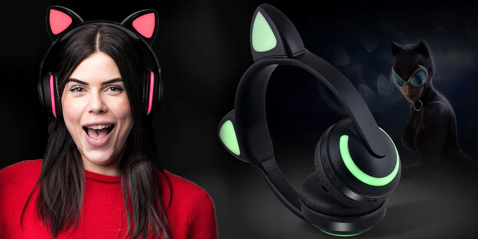 WIRELESS HEADPHONES Cat Ears LED BLUETOOTH RGB Gift for Baby Packaging status original