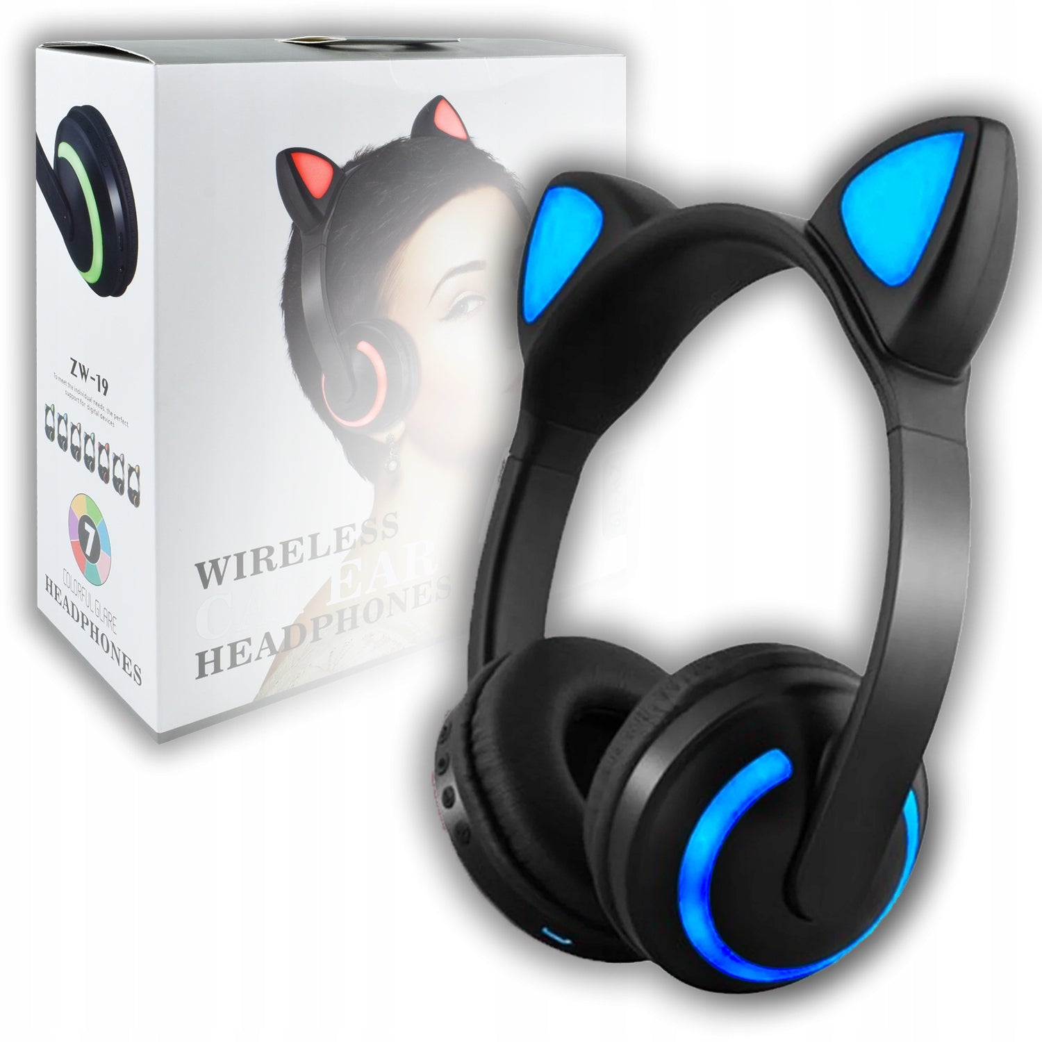 WIRELESS HEADPHONES Cat Ears LED BLUETOOTH RGB Gift for Baby