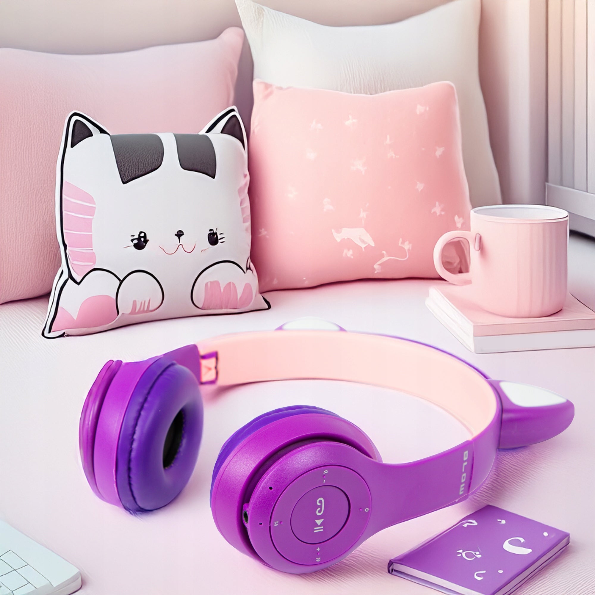 WIRELESS HEADPHONES FOR KIDS BLUETOOTH MICROPHONE CAT EARS LED RGB EAN (GTIN) 5900804139256