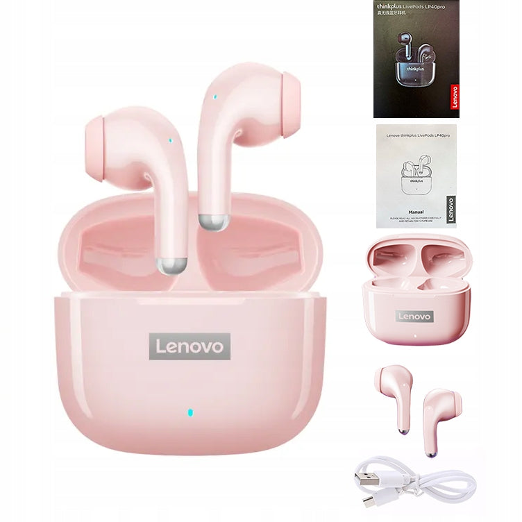WIRELESS HEADPHONES LENOVO LP40 PRO PINK BT 5,1 WATERPROOF IPX5