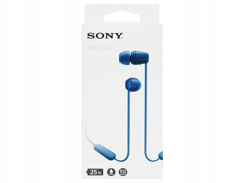 WIRELESS HEADPHONES SONY WI-C100B IPX4 BT 5.0 VOICE ASSISTANT 25h Model WI-C100