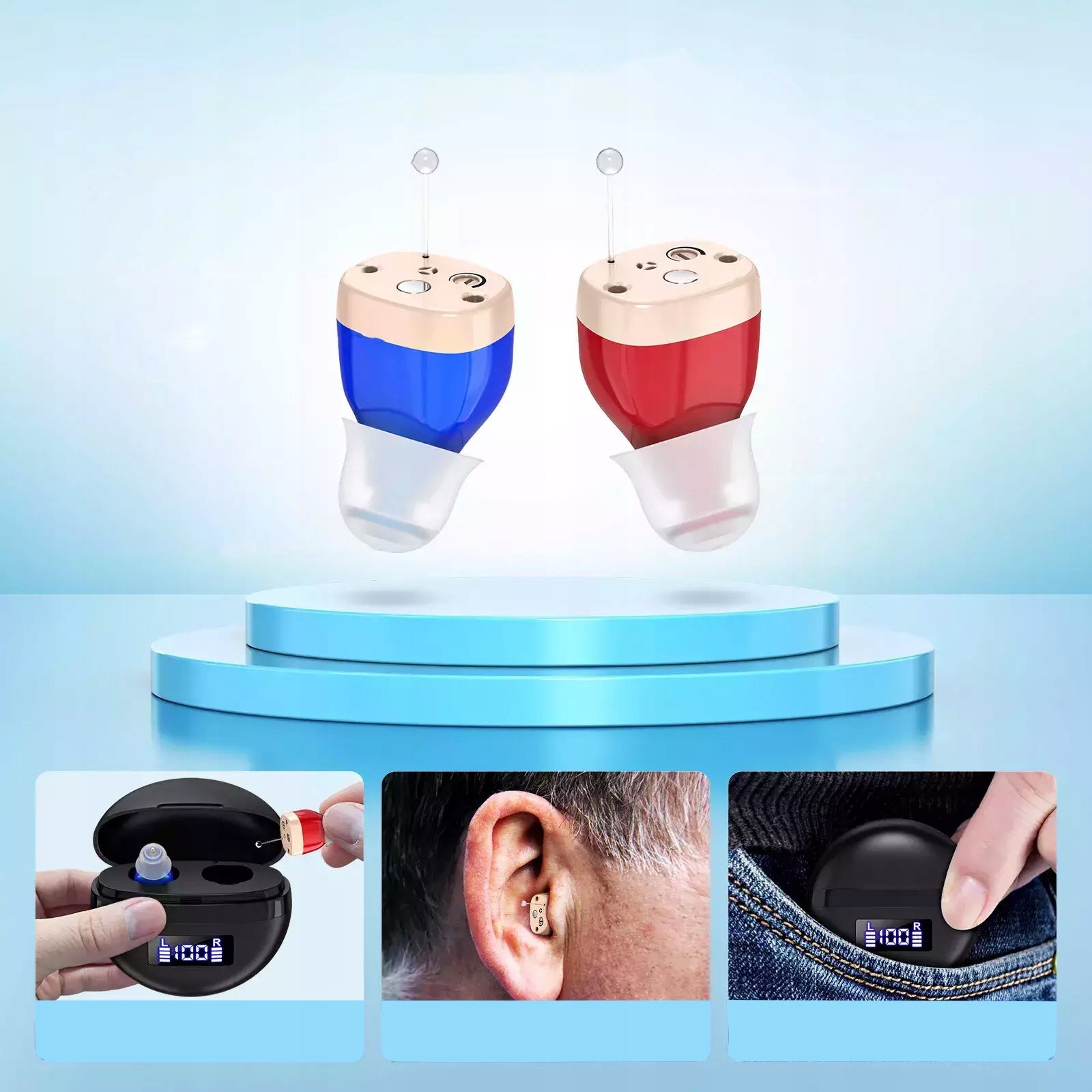WIRELESS HEARING AID SENIOR: 300MAH , 1.5H CHARGING 20H USE Medical device no