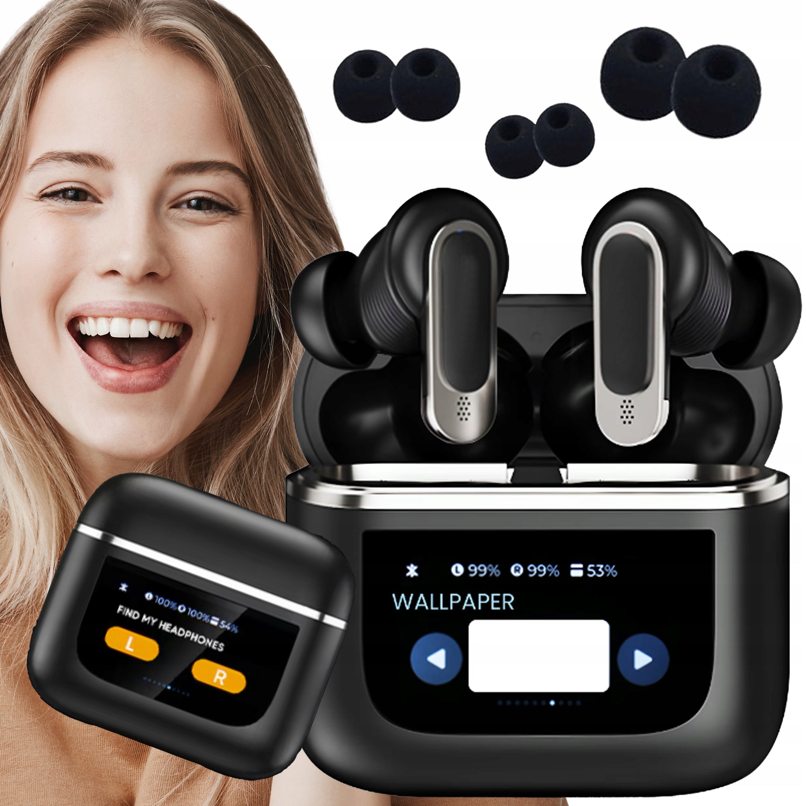 WIRELESS IN-EAR HEADPHONES POWERBANK BLUETOOTH 5.3 BLACK EAN (GTIN) 5906700047350