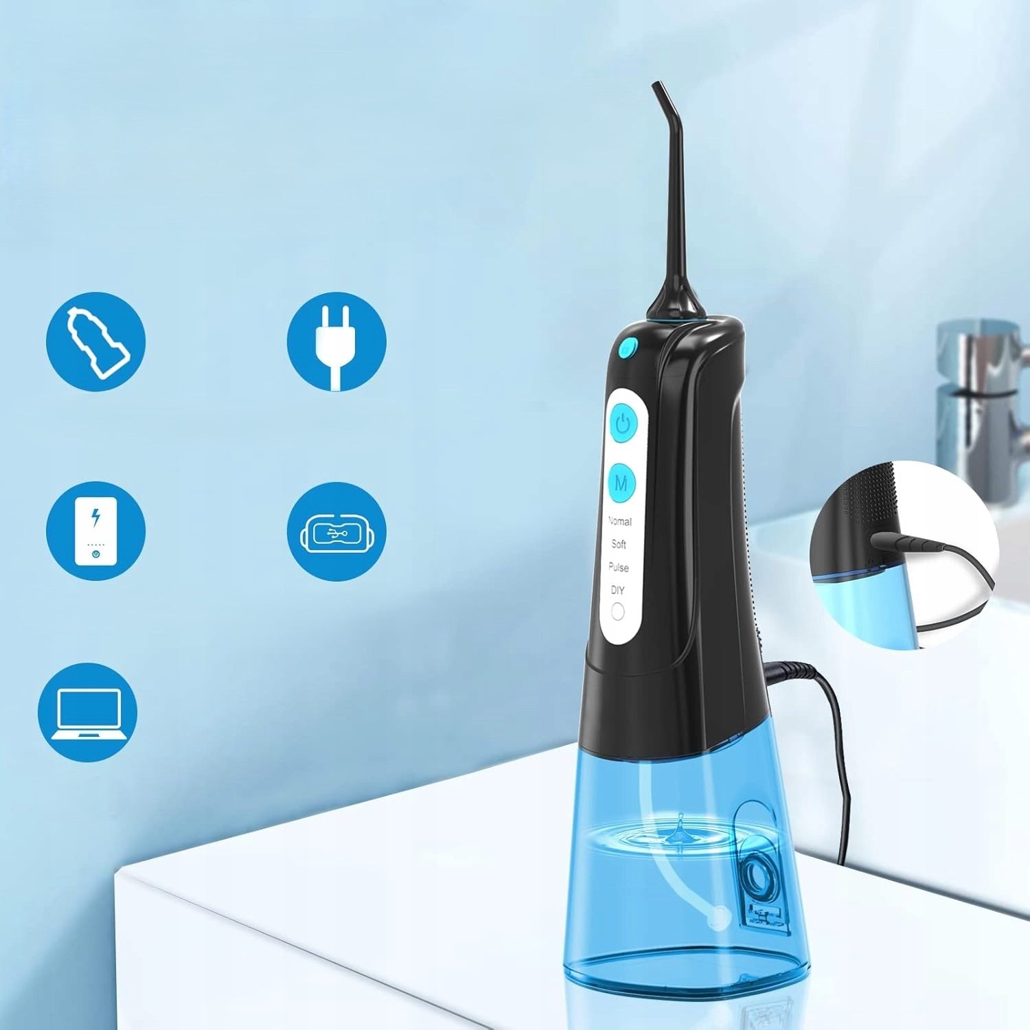 WIRELESS IRRIGATOR FOR TEETH WATERPROOF 300ML SURFOU Brand SURFOU