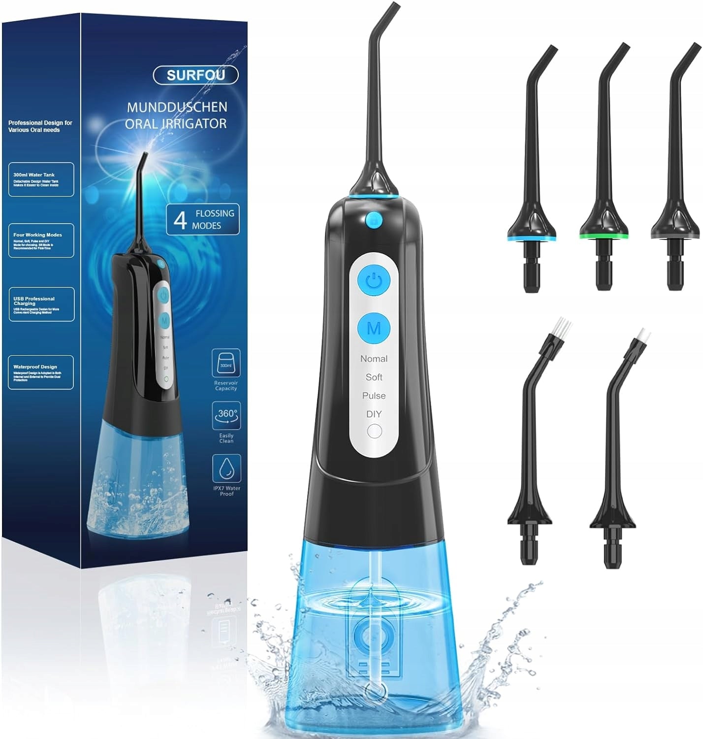 WIRELESS IRRIGATOR FOR TEETH WATERPROOF 300ML SURFOU