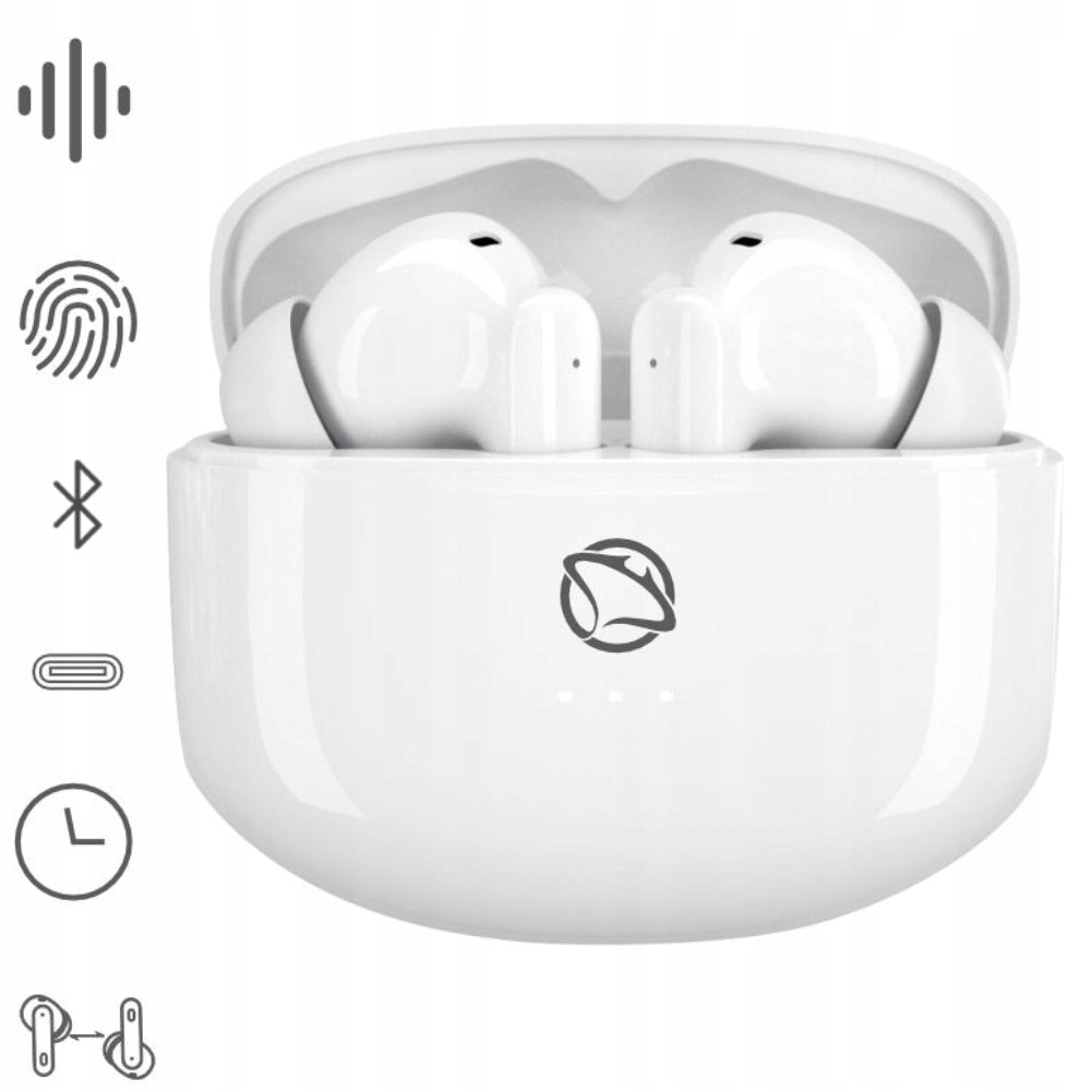 WIRELESS In-Ear Headphones Manta RHYTHM WHITE Microphone +ETUI Packaging status original