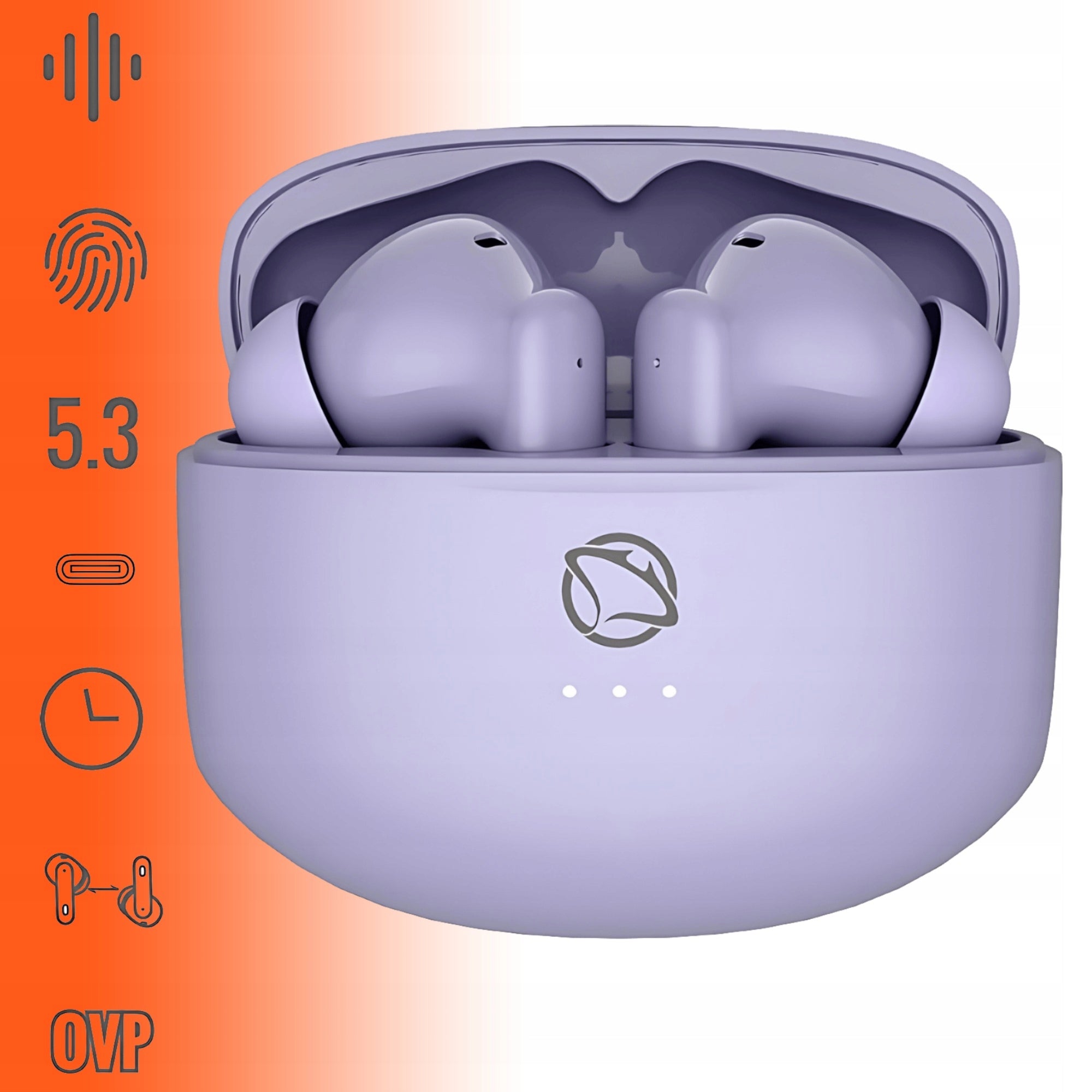 WIRELESS In-Ear Headphones Manta RHYTHM purple microphone CASE Packaging status original
