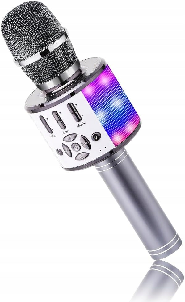 WIRELESS KARAOKE MICROPHONE SILVER WHITE LED ON BLUETOOTH 2007 Manufacturer code 394841768065