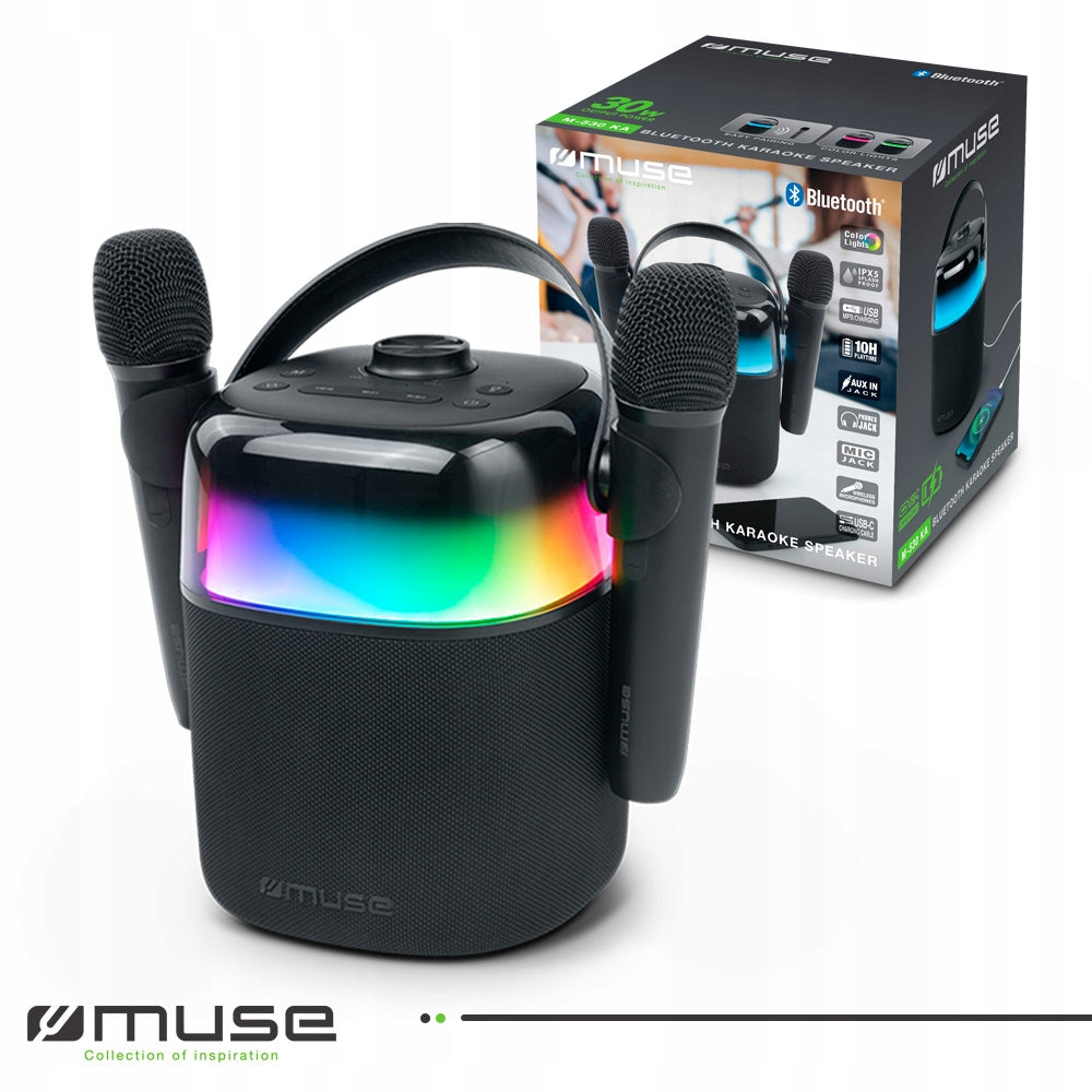 WIRELESS KARAOKE PARTY SPEAKER MUSE 2 BLUETOOTH MICROPHONES EQ LED Brand Muse