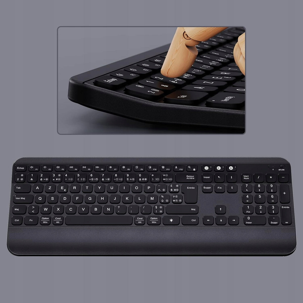 WIRELESS KEYBOARD GREY BLUETOOTH USB 2.4G FRENCH AZERTY Packaging status original