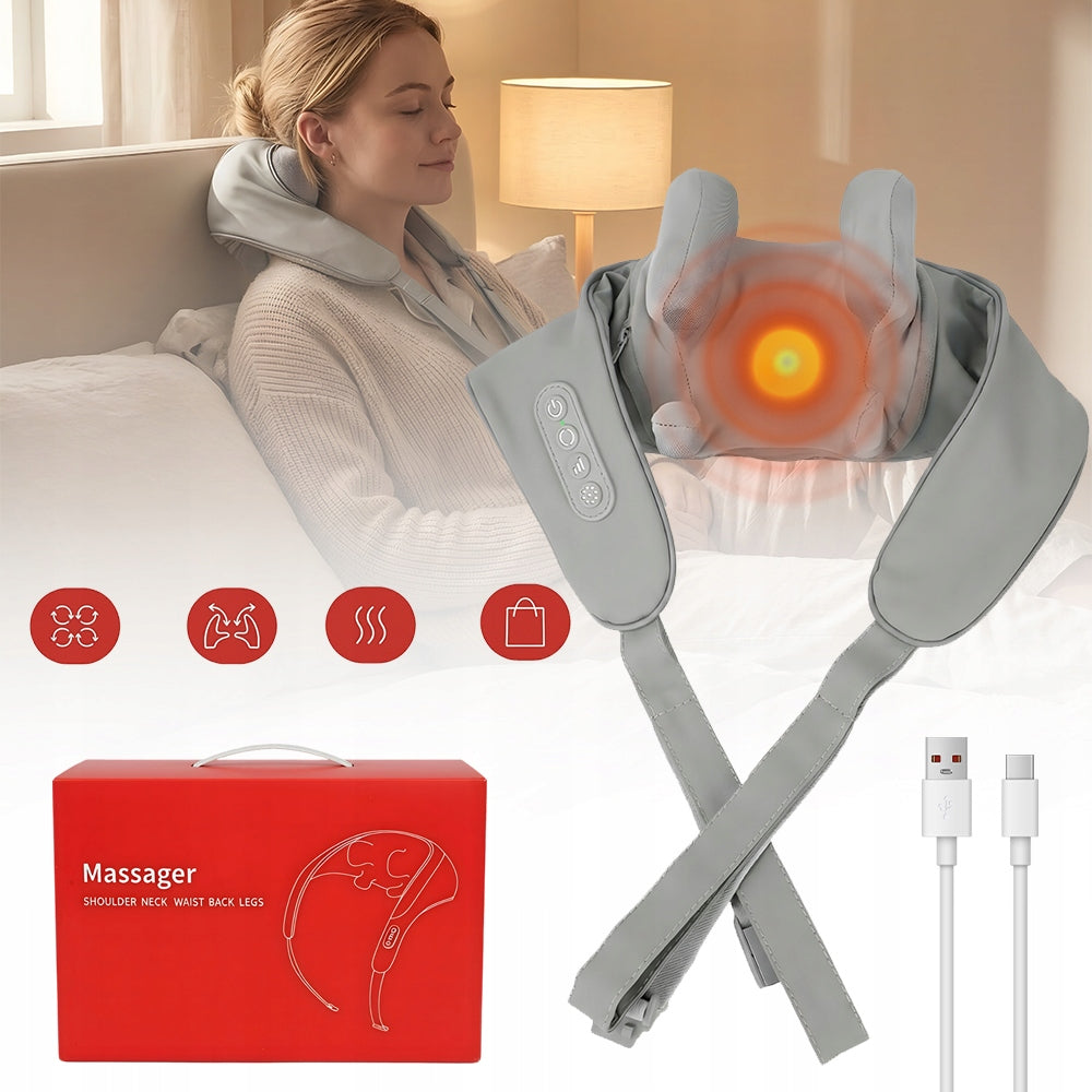 WIRELESS MASSAGER BACK AND NECK KNEADER CASE PU PERFECT GIFT Medical device no