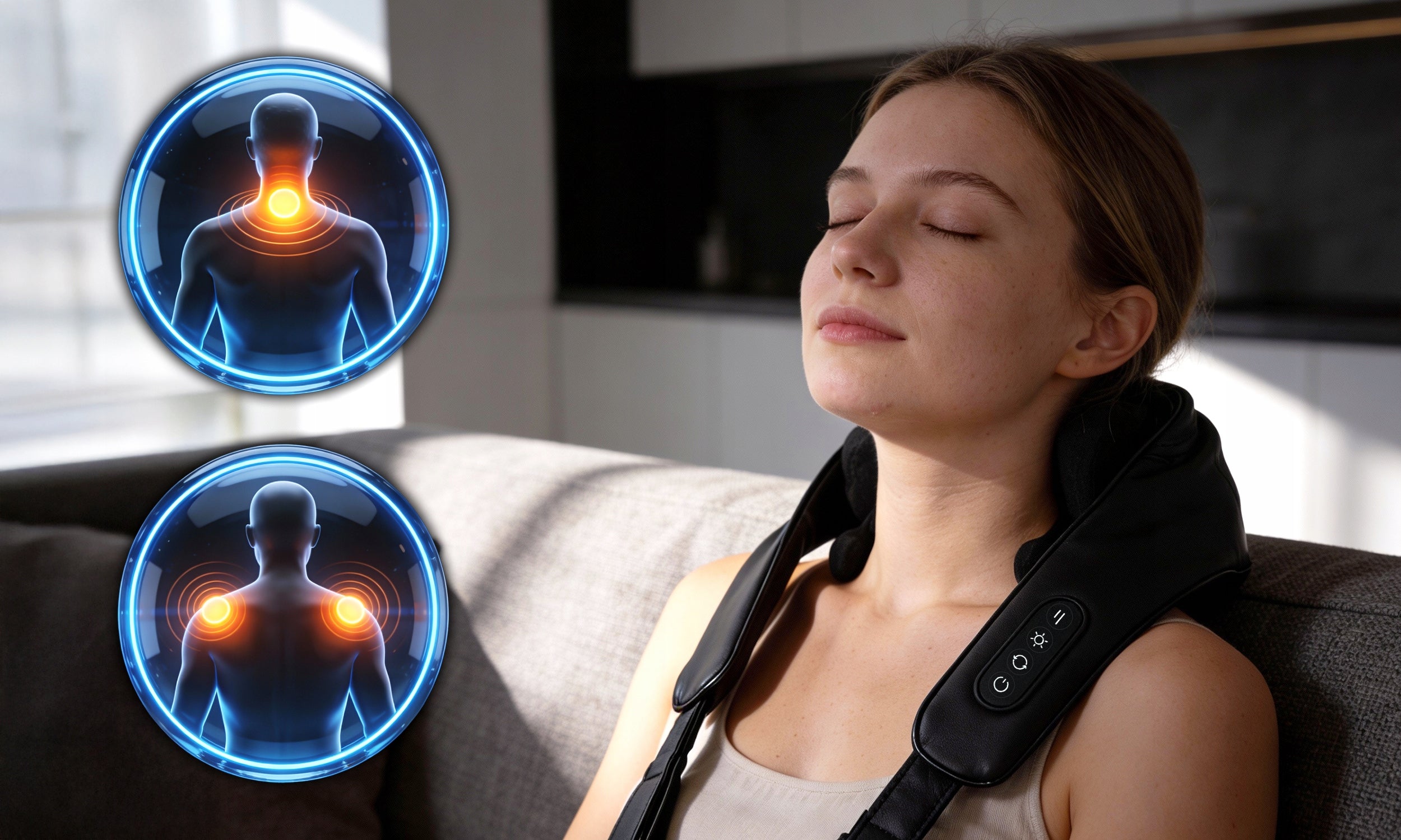 WIRELESS MASSAGER FOR NECK BACK SHOULDERS HEATED SHIATSU ISAJ Packaging status original