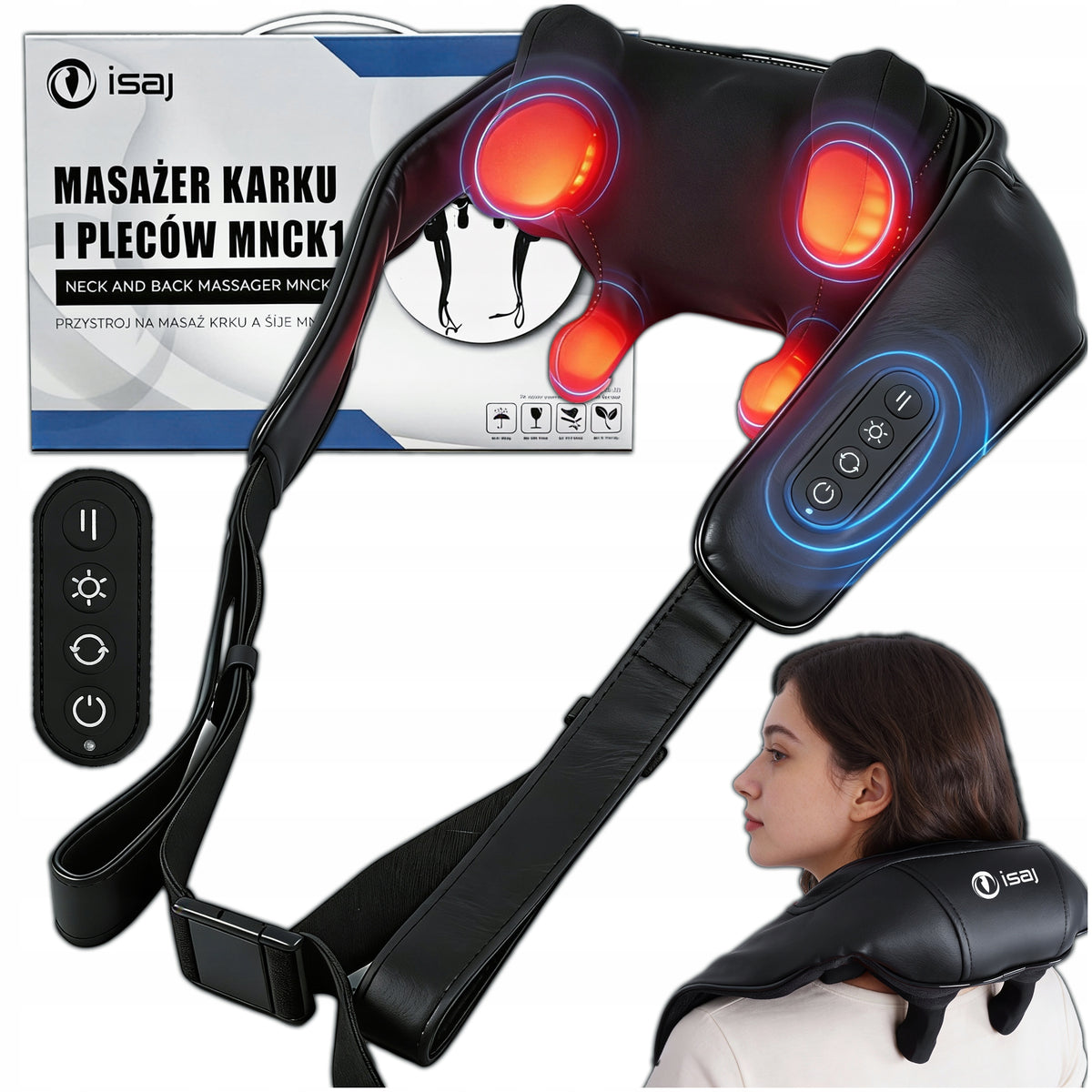 WIRELESS MASSAGER FOR NECK BACK SHOULDERS HEATED SHIATSU ISAJ