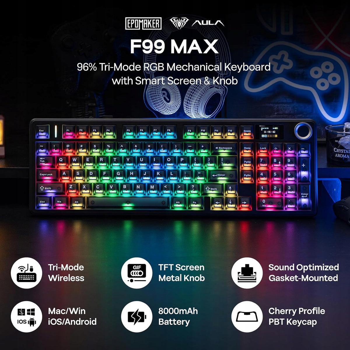 WIRELESS MECHANICAL KEYBOARD 97 KEYS SCREEN RGB HOT-SWAP Manufacturer Epomaker