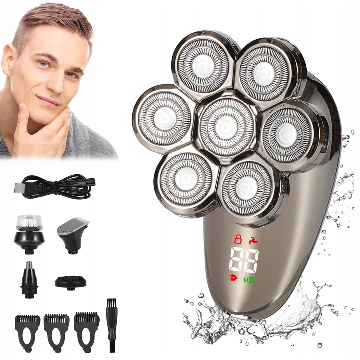 WIRELESS MEN'S BEARD SHAVER FACE CLIPPER New