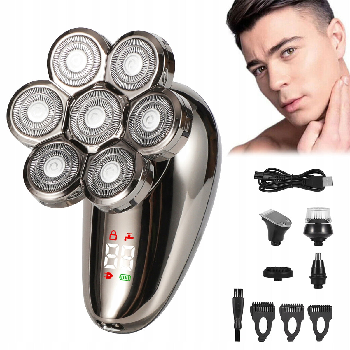 WIRELESS MEN'S SHAVER FACIAL HAIR RAZOR