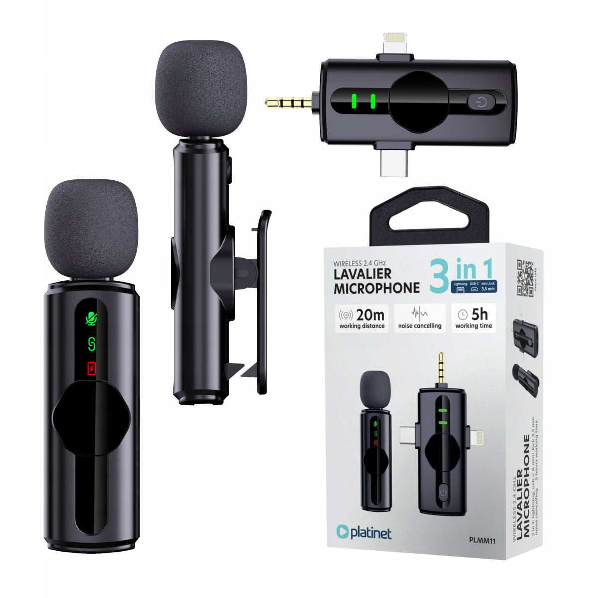 WIRELESS MICROPHONE FOR PHONE TIE FOR IPHONE LIGHTNING USB-C