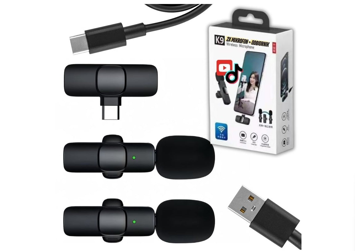 WIRELESS MICROPHONE TIE USB-C ANDROID CLIP HD RANGE