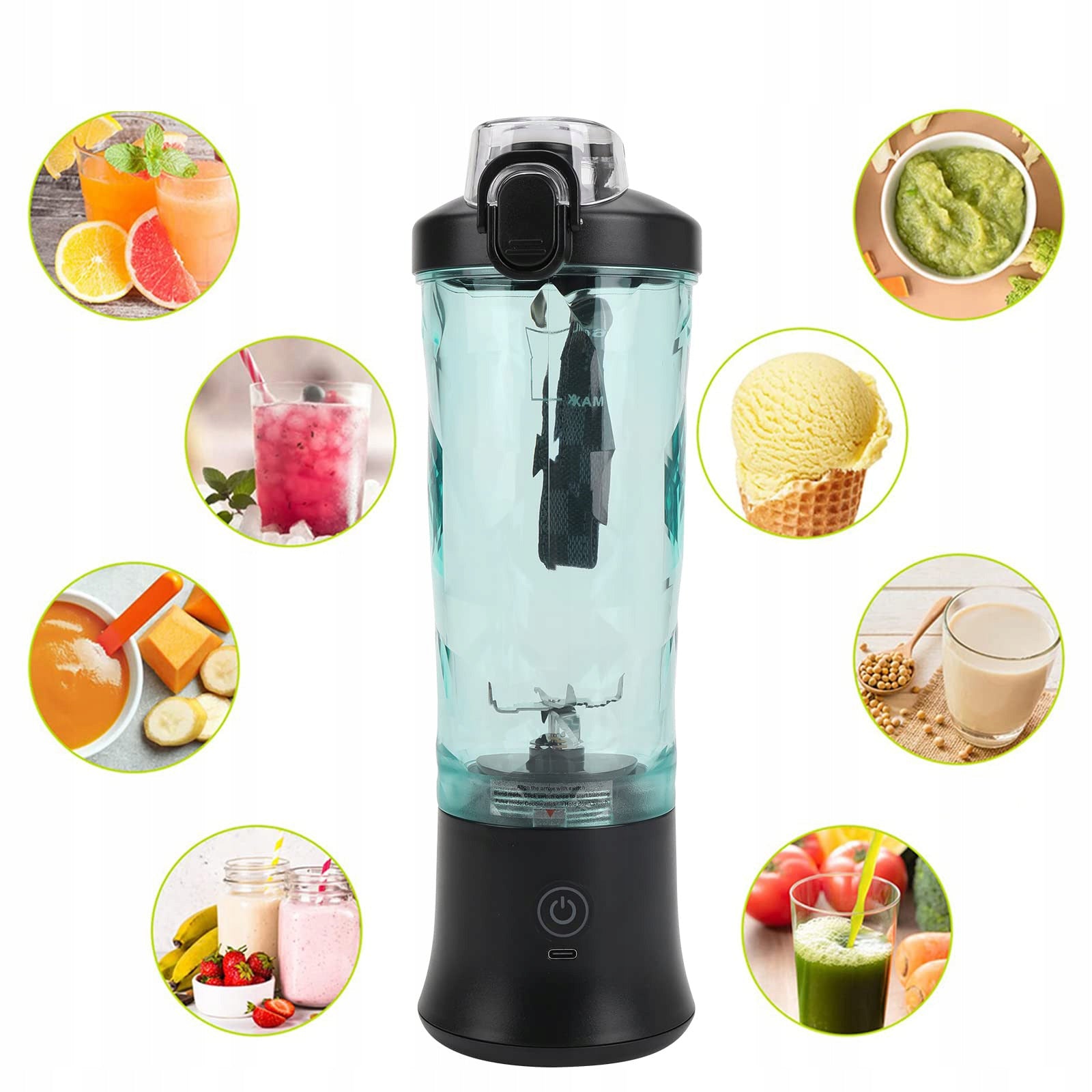 WIRELESS MINI BLENDER PORTABLE JUICER CE Manufacturer code Black