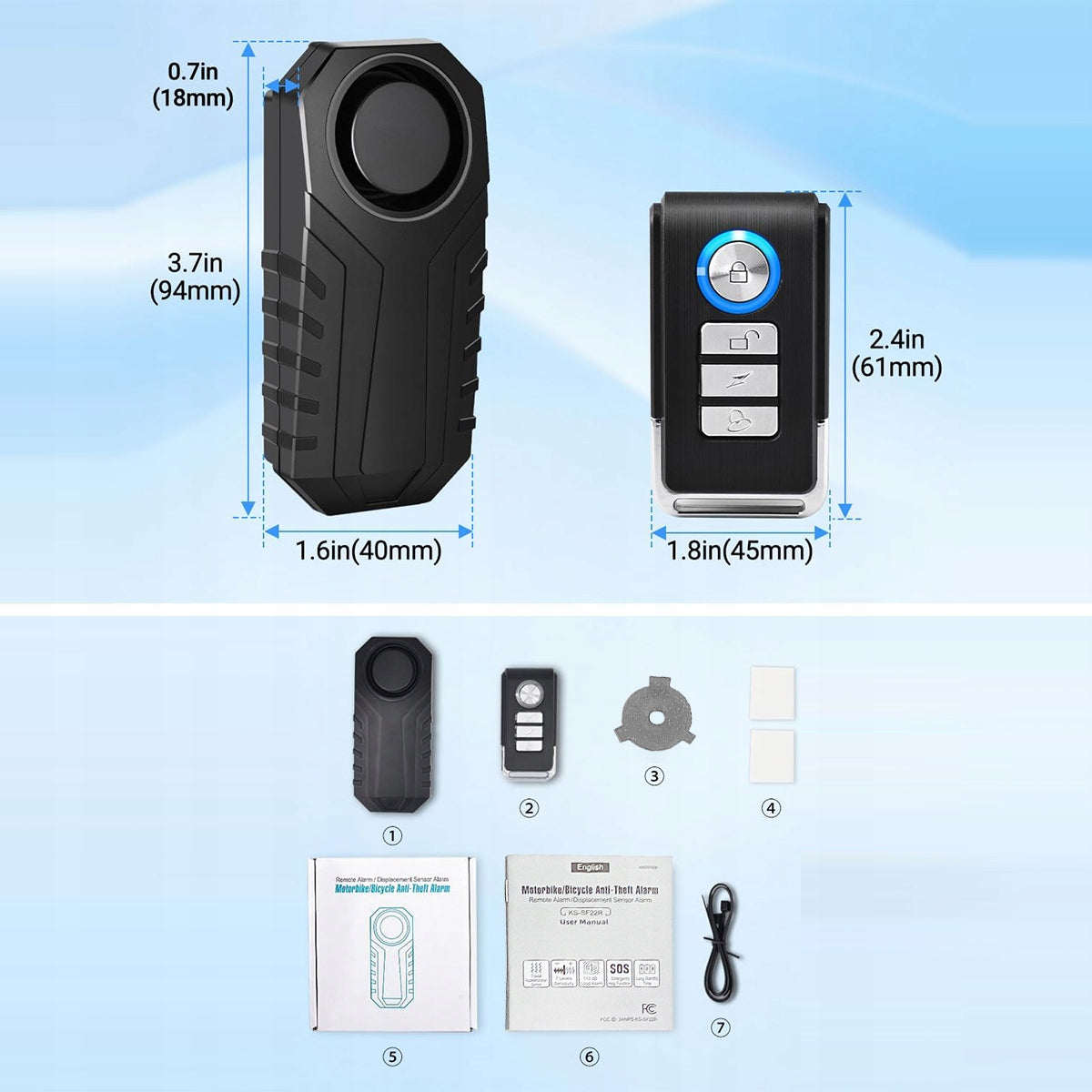 WIRELESS MOTORCYCLE ALARM ANTI-THEFT BIKE FOR REMOTE CONTROL, LOUD 113db!! Kind alarm