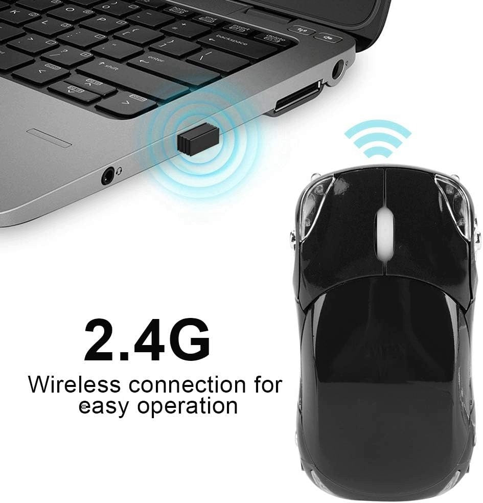 WIRELESS MOUSE 2.4GHZ 1600 DPI RACING CAR OPTICAL USB Model Bezprzewodowa mysz 2,4 GHz, 1600 DPI sportowy kszt