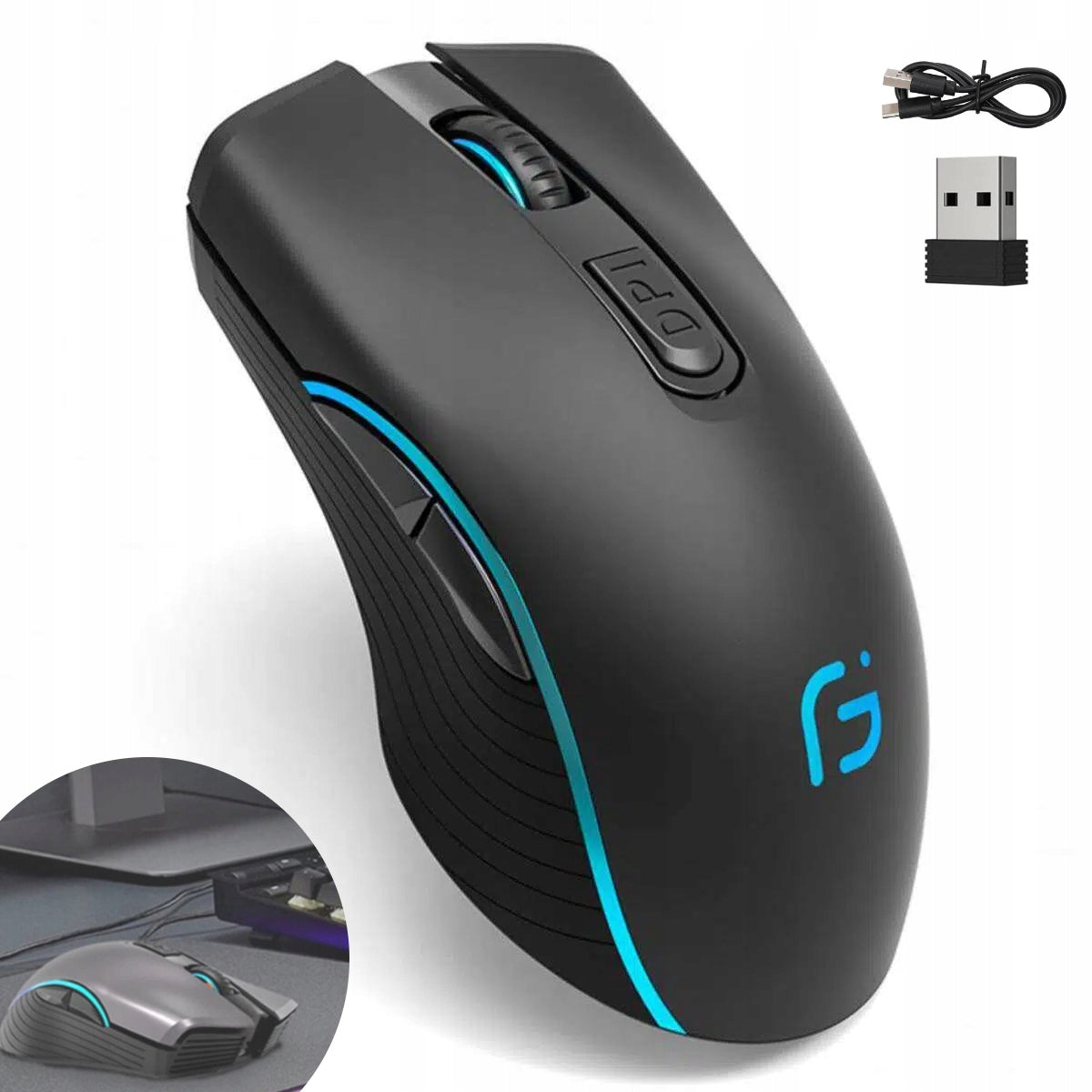 WIRELESS MOUSE 2.4GHz BLUETOOTH ERGONOMIC BLACK
