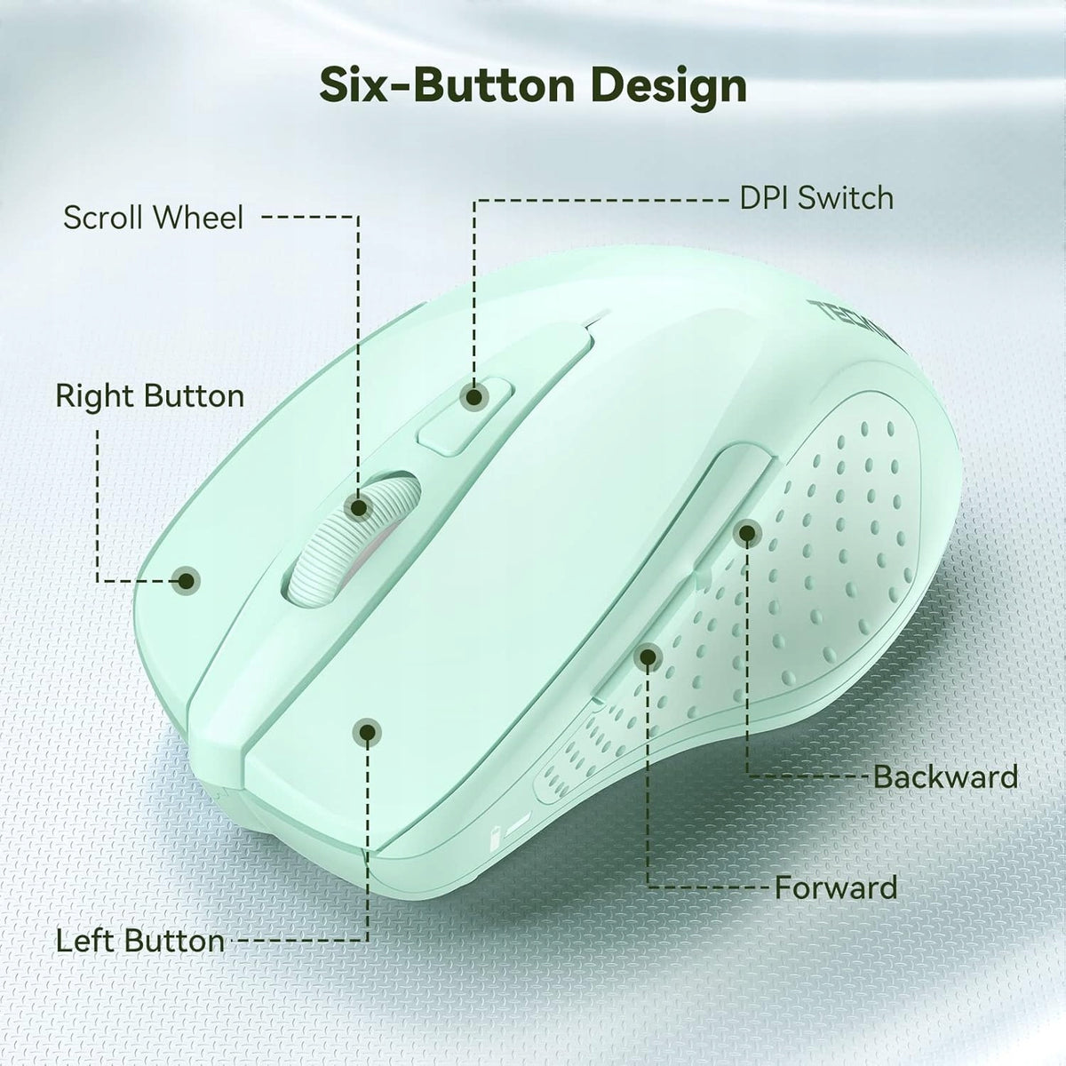 WIRELESS MOUSE 4800 DPI USB TECKNET M003 2,4 G and BT5.0/3.0 GREEN Packaging status original