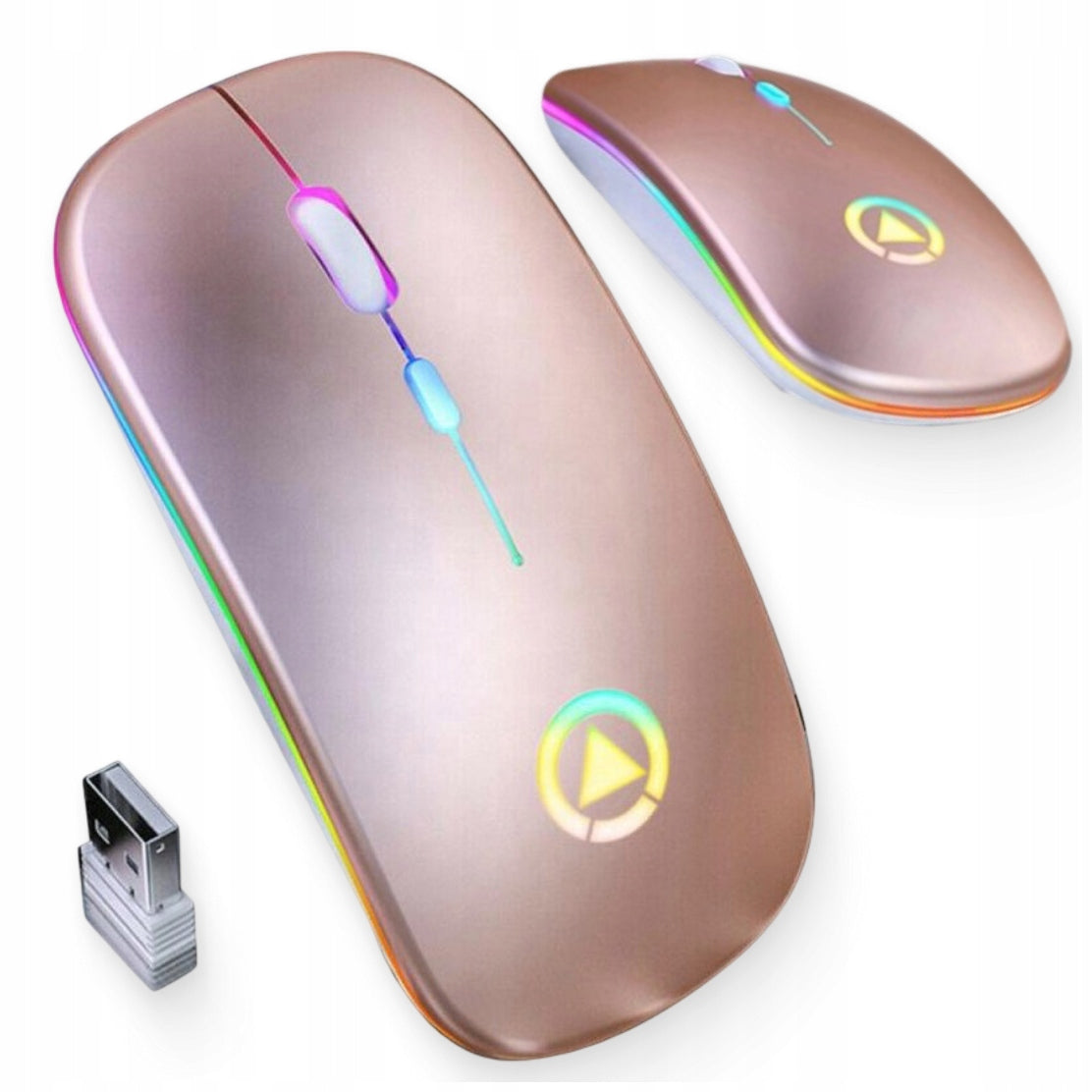 WIRELESS MOUSE FLAT QUIET BACKLIGHT LED RGB MOUSE PINK