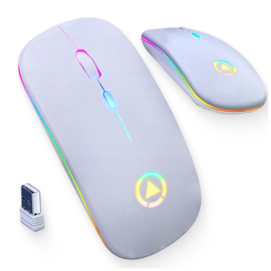 WIRELESS MOUSE FLAT QUIET LED BACKLIGHT RGB MOUSE WHITE